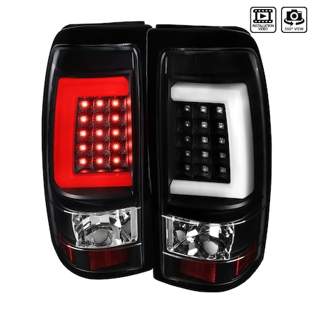 Spec-D Tuning 03-07 Chevrolet Silverado LED Bar Tail Lights- Black LT-SIV03JMLED-G2-TM